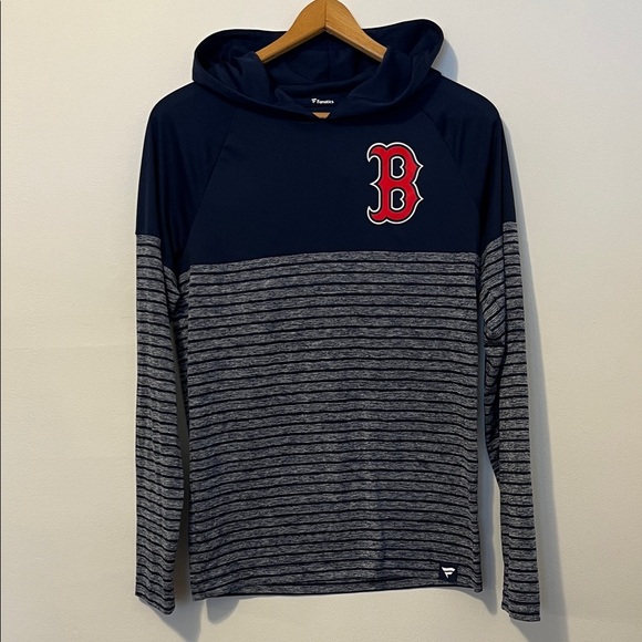 FANATICS Boston Red Sox MLB Line Up Shadow Stripe Raglan Pullover Hoodie EUC - Picture 2 of 6